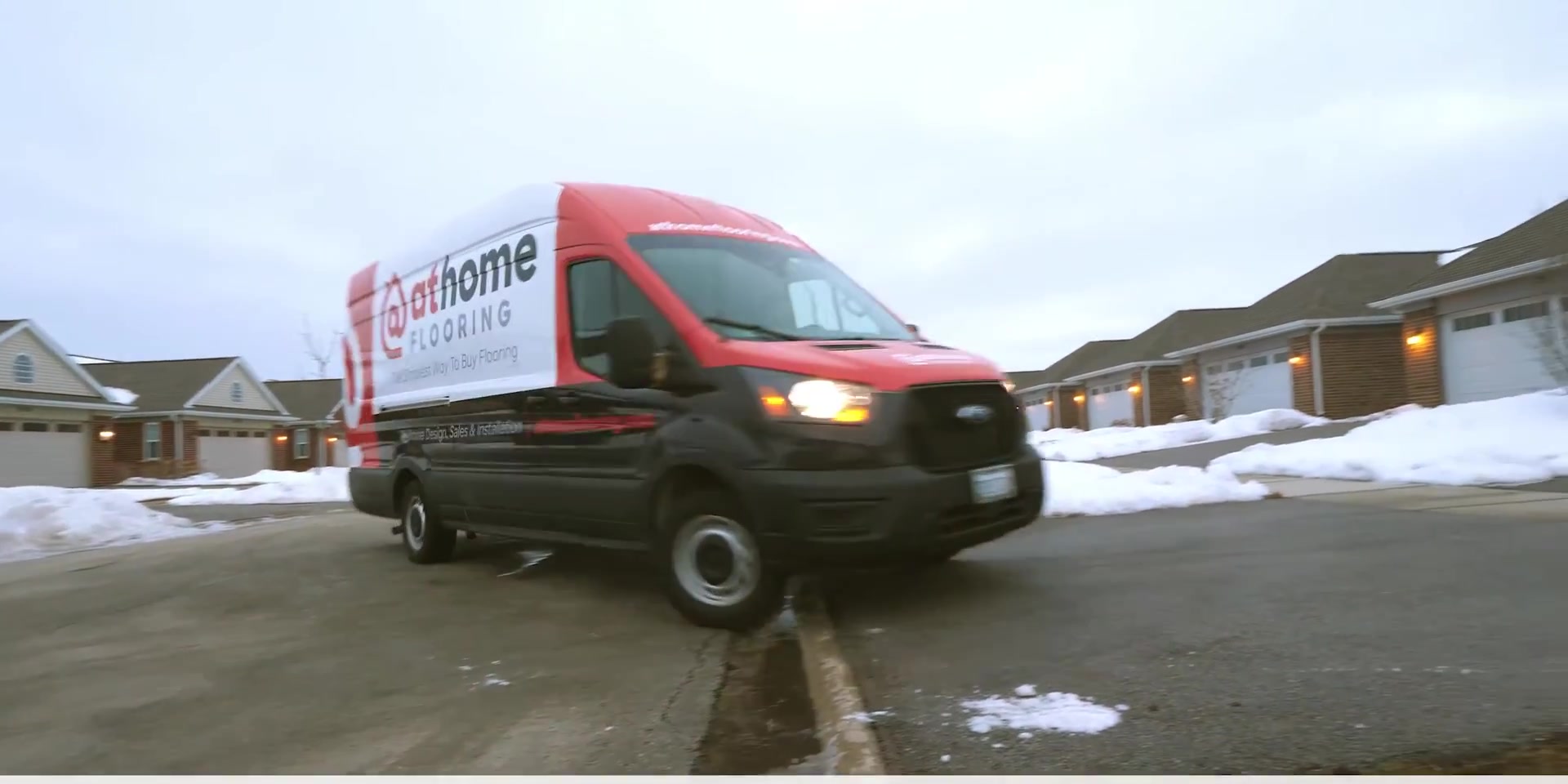 At Home Flooring van arriving at a Naperville customer's home